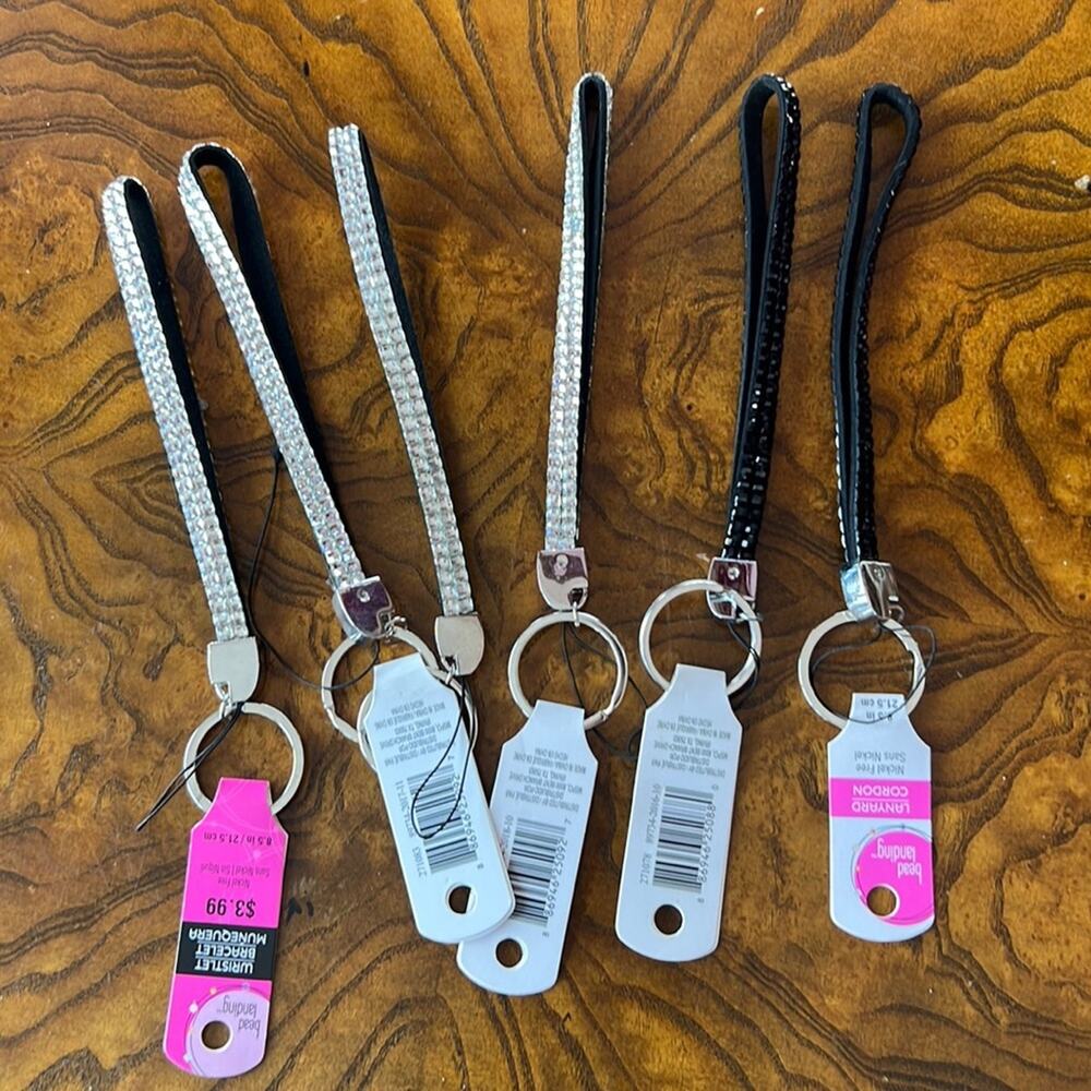 Silver and Black Lanyards Set of six